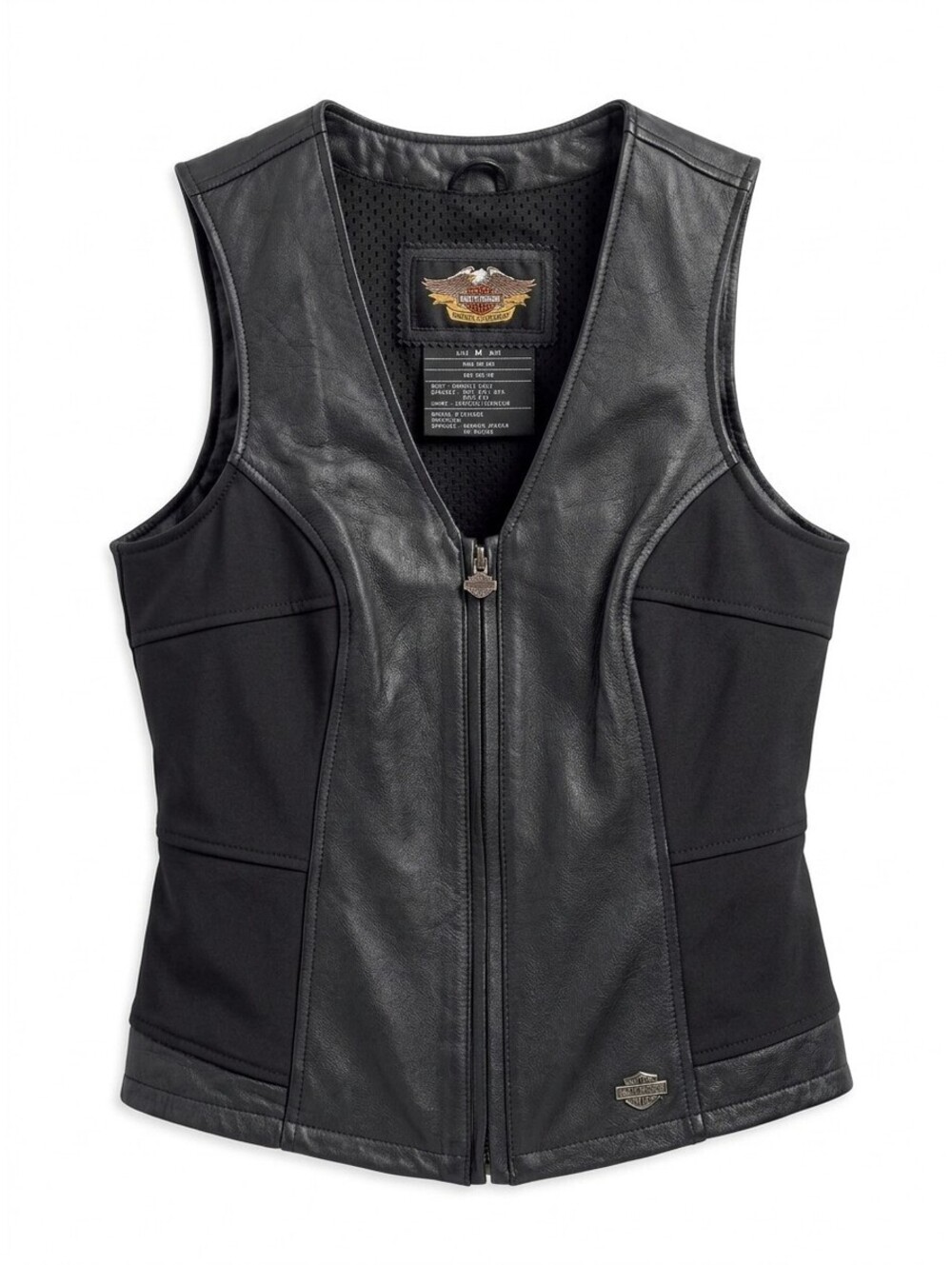 Harley Davidson Motorcycle Vest Women M Black Leather Willie G USA Riding Biker